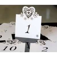 Table Card Number 1-10 11-20 Laser Cut Number Card Heart-shaped